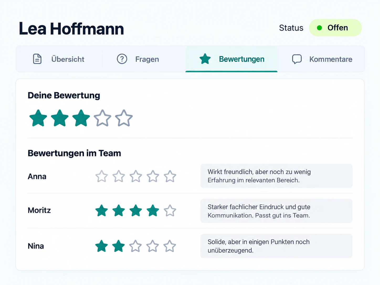 Bewertung von Interessenten